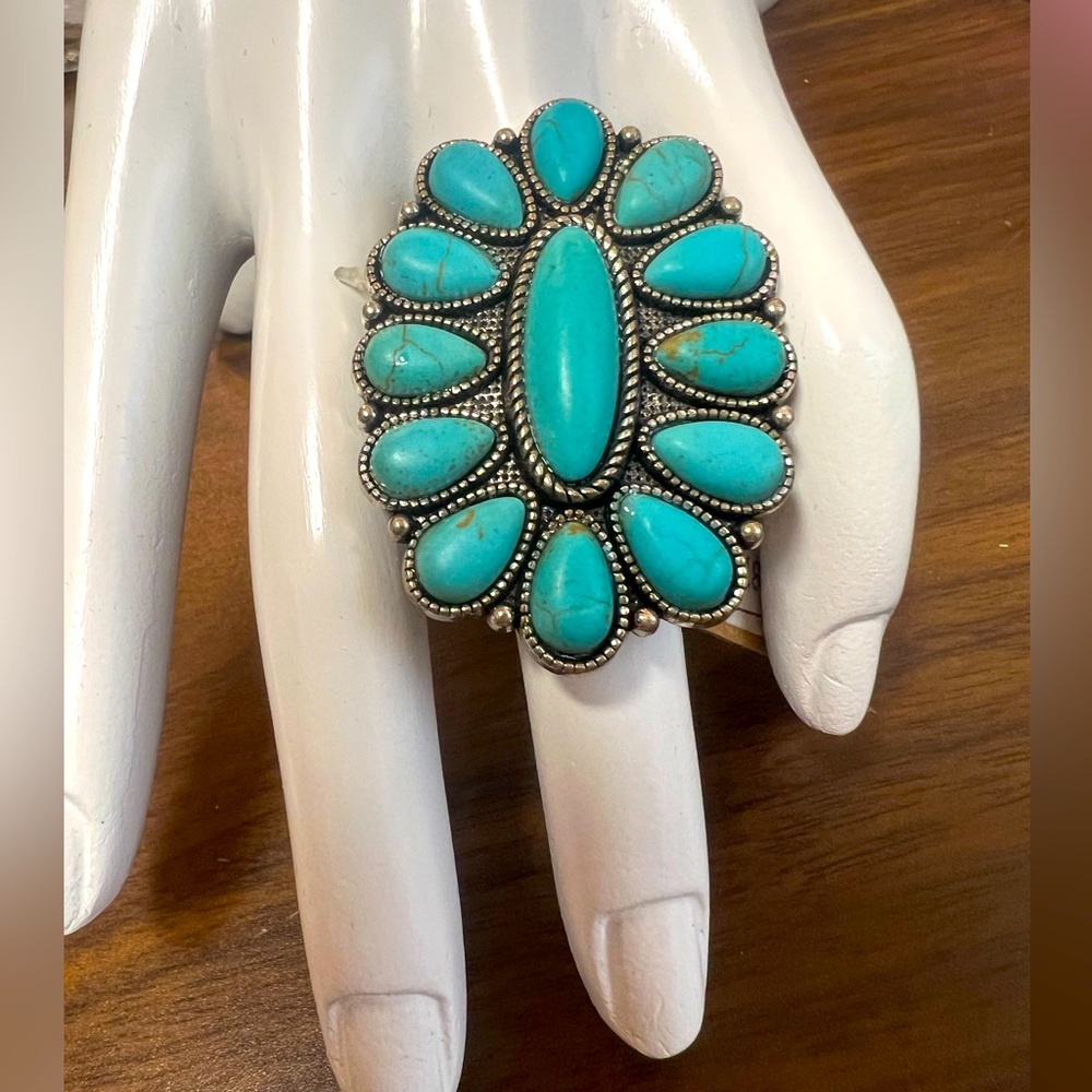 NWT turquoise and silver adjustable ring